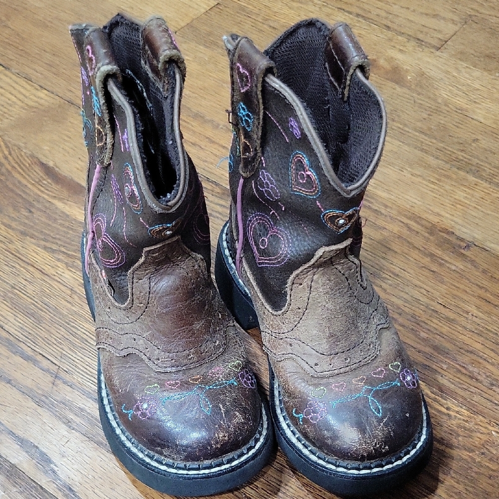Kids Embroidered Brown Boots
